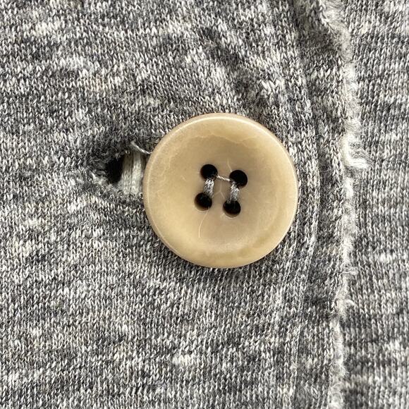 EILEEN FISHER Sweater S Cotton Double Layer Button Up Cardigan Hoodie Gray - Picture 7 of 14